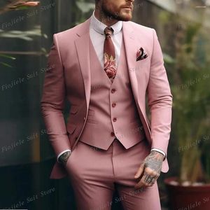 Abiti da uomo per uomini rosa abiti da lavoro affari per occasione formale da sposo da sposa festa di nozze smoking smoking da 3 pezzi set blazer gilet pantaloni