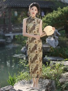 Ethnic Clothing Young Elegant Lady Style Net Cheongsam Spring And Summer Chinese Sleeveless Daily Wearable Women