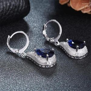 Kolczyki Dangle Sapphire prosta atmosfera kryształowy kolczyki owalny moda biżuteria temperament