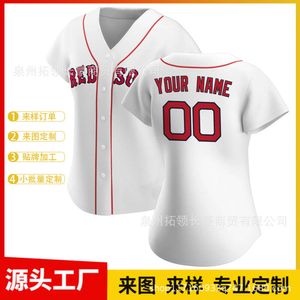 /Özelleştirilmiş/Özelleştirilmiş Red Sox Fan Kadınları Özelleştirilmiş/Özelleştirilmiş Jersey İşlemeli Gömlek 2 Parçalı Minimum Sipariş