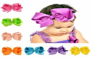 20pcslot 6 tum Big Cute Hair Bow Boutique Solid Hairgrips Grosgrain Ribbon Bows With Headband Hair Accessories46379767450626