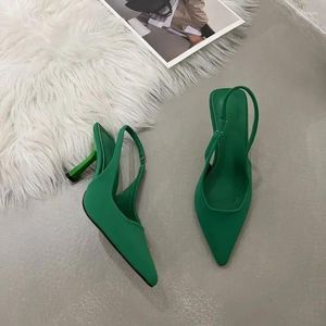 Dress Shoes Sandals For Woman Pointed Toe Women's Green Footwear Office Work High Heels Stiletto Summer 2024 H The Shoe Vintage F