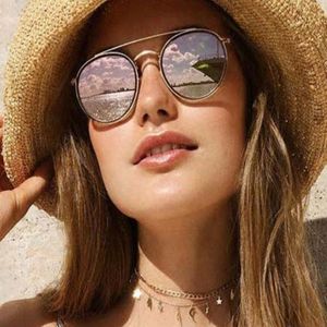 Moda Round Óculos de sol Bridge Double Women Designer Sun Glasses Men Metal Frame Eyewear Uv400 Shades com estojos para mulheres 319r