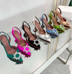 Amis Muaddi heel Women Designer Shoes Fashion 10CM High Heel New Electric Light Fantasy Pointed Dress Shoe Classic Sunflower Water Diamond Party wedding shoes 108st