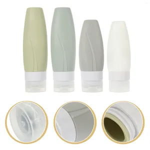 Garrafas de armazenamento 4 PCs Creme manual Recipiente de deslocamento de produtos de higiene pessoal Silicone para higiene pessoal