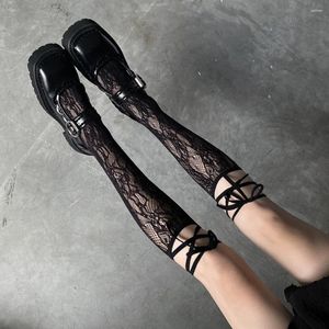 Women Socks Korean Lolita Jk Cool Girl Long Knee Mid-calf Thumbs Apart Lace Split Toe