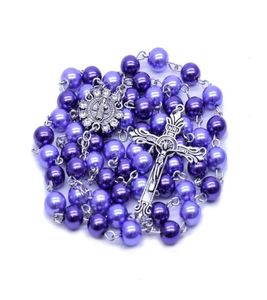 8mm färgglada runda pärlpärlor halsband Katolska Kristus radbandhänge gör flickor skönhet för gåva halsband6886514