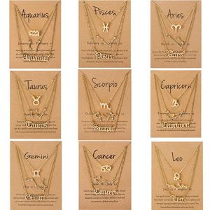 Colares pendentes 3pcs set papelão star zodiac signo 12 constelação de charme colar de cor de ouro Áries câncer leo scorpio jóias