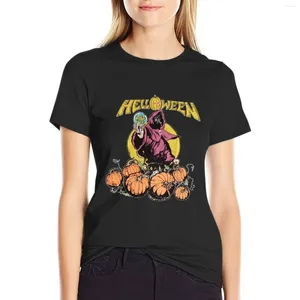 Polos femininos Helloween Pumpkin Garden T-shirt Plus Size Tops Summer Roupas Vintage Dress For Women Long