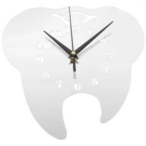 Zegar ścienny lustro w kształcie zęba Nowoczesne klinika dentystyczna cicha dekoracyjna wiszące rustykalne gospodarstwo domowe delikatne akrylowe vintage