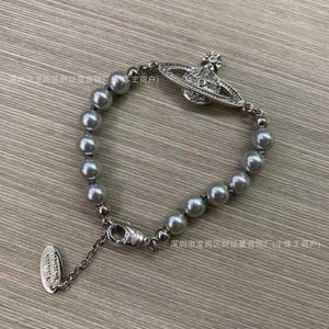 Designer Brand New Grey Pearl Saturn Armband Womens Natural Beizhu Justerbar