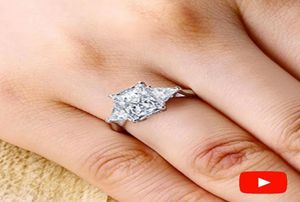 Sona inte falsk fin gravering S925 Sterling Silver Diamond Custom Ring Original Design 925 Princess Cut 4 Claws J1907148272129