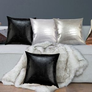 2020 High Quality Artificial Faux Croc Leather Durable Car Sofa Chair Black White Grey Home Decorative PU Leather Back Cushion 2425