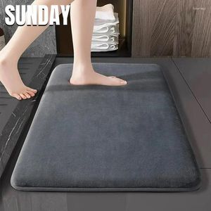 Badmatten Korallen Samt Badezimmer Matte Anti -Schlupfteppich Home Dekoration Super absorbierende feste weiche Plüsch Teppichschwamm gefüllt