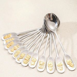 Dinnerware Sets 316 Stainless Steel Zodiac Spoon Children's Baby Special Dining Scoop High-grade Delicate Household Creative Small