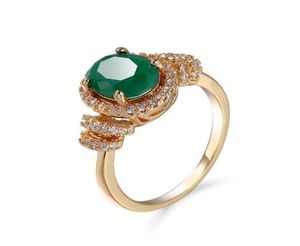 MGFAM 245R Zielone pierścienie biżuteria dla szlachetnych kobiet 18K Gold Plated Oval Oval Cubic Cyrron Lead 1281160