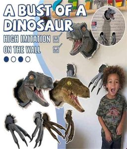 Väggmonterad dinosaurie skulptur konst livliga sprängande byst affisch och tryck för hem 2107272486305