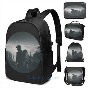 Zaino Funny Print grafico Last of Us USB Charge Men School Borse Women Bag Travel Laptop