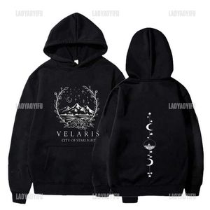 Herrtröjor tröjor nyligen anlända casual acotar velaris sportkläder kvinnor starlight city hoodie nattklubb grafisk sportkläder street kläder heta q240506