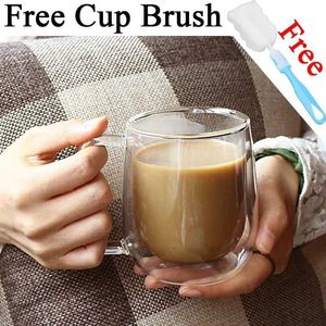 Tumblers Double Wall High Borosilicate Glass Mug Heat Resistant Tea Milk Lemon Juice Coffee Water Cup Bar Drinkware Lover Gift Creativity H240506