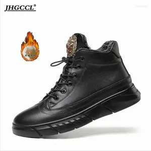 Casual Shoes Men's Winter Boots Top Layer of Cowhide Wool Inside Material Quality Snow Hip Hop Rivet Flat P4