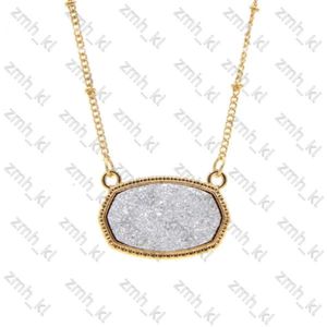 Designer Jewelry Collane a pendente Resina Oval Druzy Necklace Gold Color Chain Drusy Exagon Style Luxury Designer Brand Brand Fashion Jewelry for Women 992