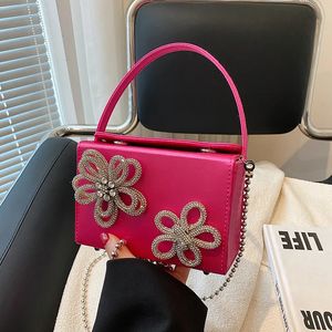 3D 꽃 디자인 여성용 고급 상자 가방 파티 저녁 어깨 핸드백 지갑 240506을위한 작은 크로스 바디 메신저 백