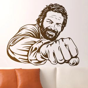 ステッカーステッカー壁画バッドスペンサー有名なイタリアのコメディアン俳優ポートレートビニールデコユーモラスウォールデコリティA421
