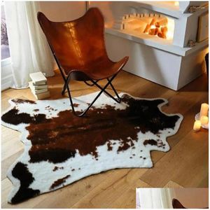 Dywany dywan dywan dywanika krowa od druku zwierząt antypoślizgowe rzut krzesło do salonu wystrój wystrój upuszczenia dostawy w ogrodzie tkaniny ogrodowe dhv1h