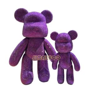 Punto viola cristallo bling orso bambola arte fatta a mano fai -da -te statue diamante mosaic kid compleanno regalo di Natale negozio di bellezza bellezza bellezza