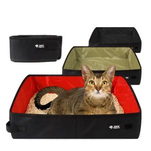 Boxes Travel Cats Litter Box Collapsible Portable Litter Pan Lightweight Foldable Waterproof Lining Leak Proof Easy to Clean