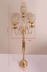 Party Decoration 10st 75 cm Tall Table Centerpiece Akrylguld 5 Arms Crystal Wedding Candelabra Candle Holder Supply7666639
