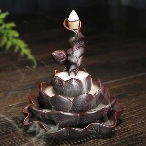 Ароматические лампы 1PC Lotus Flower Burner Lotus Pond Backflow конусовые конусы горелка Creative Home Decor Holder Censer - (без ладана) T240505