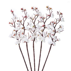 Flores decorativas 5 PCs Cherry Blossom Decor de decoração de casamento de ameixa artificial