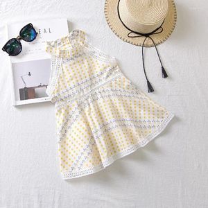 Vestidos de menina verão renda bebê meninas vestido polka ponto estampado sem mangas princesas festa de garotas casuais roupas