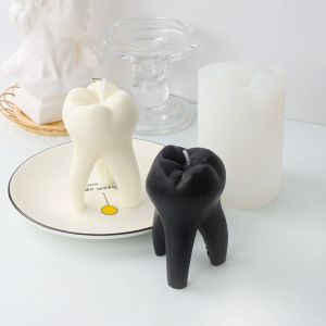 Symulacja świec wielkie świece zęba DIY Kreatywny ornament gipsowy silikonowy forma świeca wytwarzająca zapasy formy żywicy