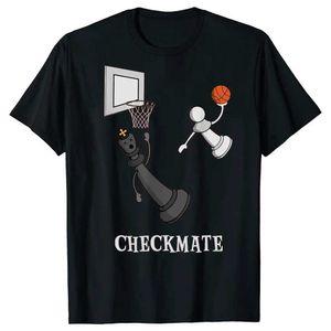 T-shirt maschile divertenti check maestri a scacchi da pallacanestro King t magliette grafica cotone strtwear brevi regali di compleanno slve t-shirt estivo t240506