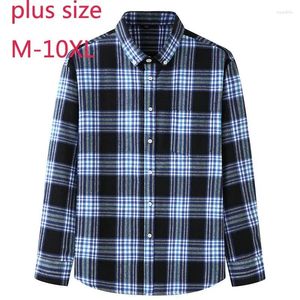 Camisas casuais masculinas Chegada Moda Suepr Large Primavera e Autumn Men Young Menas de manga longa da moda Plaid Plus Size L-10xl