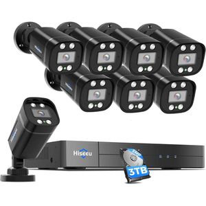 Sistema di telecamere di sicurezza HDD da 3 TB con rilevamento umano del veicolo, sistema di telecamere CCTV domestico, fotocamere esterne/interne 8pcs, DVR 5 MP H.265, accesso remoto incluso