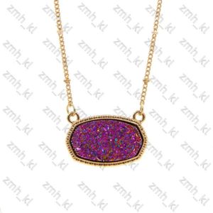 Designer Jewelry Collane a pendente Resina Oval Druzy Necklace Gold Color Chain Drusy Exagon Style Luxury Designer Brand Brand Fashion Jewelry for Women 377