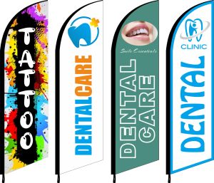 Accessories Feather Flag Swoop Knife Beach Banner, Dentist Dental Care Mouth Oral Clinic Tattoo Art Studio Salon Beauty, Custom Print