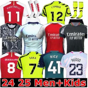 2024 2025 G.Jesus Soccer Jerseys Rice Smith Rowe Saka Игрок поклонников Дж. Тимбер Мартинелли Тирни 23 24 футбольная рубашка мужчина детей Одегаард Самби Фабио Вийра Салиба Хаверц