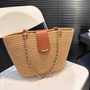Trend Women Woven Basket Vintage Shoulder Bag 24CM Gold Hardware Chain Luxury Handbag Underarm Outdoorsy Shopping Crossbody Designer Bag Coin Purse Card Holder