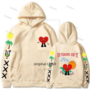 Męskie bluzy bluzy bluzy Boli Bunny un verano sin ti grafika dwustronna z kapturem bluza dla kobiet ograniczona unisex pullover streetwear Coats