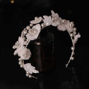 Свадебные волосы ювелирные изделия свадебная жемчужная обруча белая цветочная полоса для волос свадебные аксессуары головные уборы.