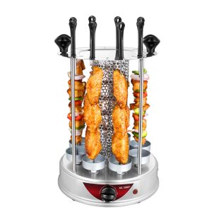 Grills Electric BBQ Grill 6/8/10 Sticks Automatic Revolving Vertical Grill Timing Barbecue Tools Smokeless Mutton BBQ Skewers Machine