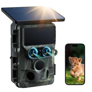 カメラSungusoutdoors 4K 48MPソーラー駆動型WiFiデュアルレンズ野生動物トレイルカメラトラップ13MPソニーネイティブセンサーアプリの設定