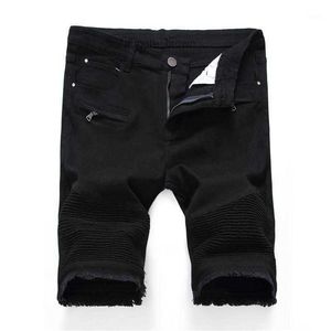 Мужские джинсы джинсовые шорты мужчины летняя растяжка Slim Fit Короткая дизайнерская хлопковая повседневная расстроенная черная джинсовая длина 8C2M