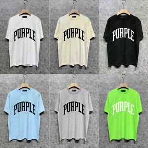 Mens Tshirts Designer Men Purple Brand Luxury Tshirt Europe and the United States High Street Fashion Style Letters Tryck på kort ärmen Rund Neck Summer T-shirt