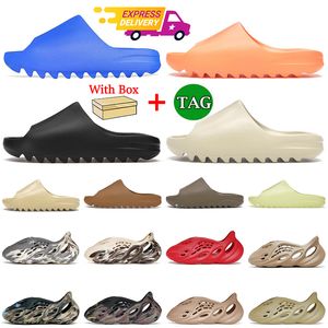 Tamanho 48 Slippers Designer Foam Runners Sandals Slides de luxo com caixa para homens mulheres Onyx osso deserto Sand Glow Green Platform Sandale Sliders Shoes Outdoor Sapatos Dhgate